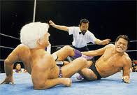 Inoki managed to survive the figure four leglock before hitting Flair with an Enziguri kick to secure fictory